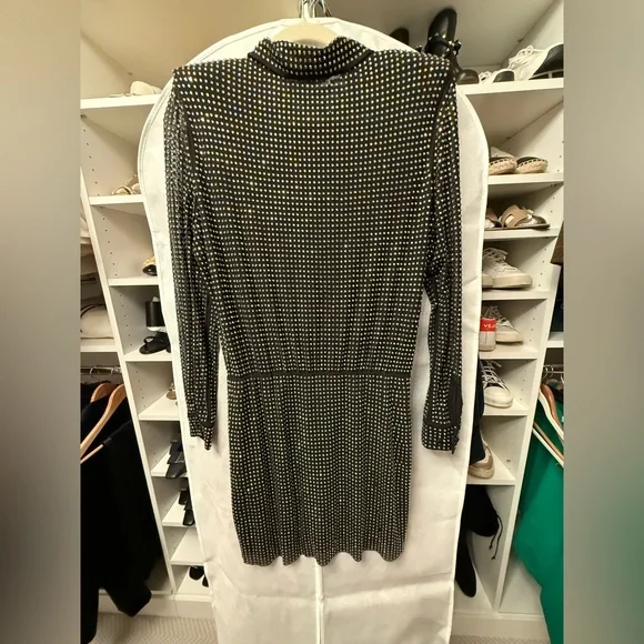 Self-Portrait Black Studded, Embellished Long Sleeve mini dress - size 6 - Picture 5 of 10